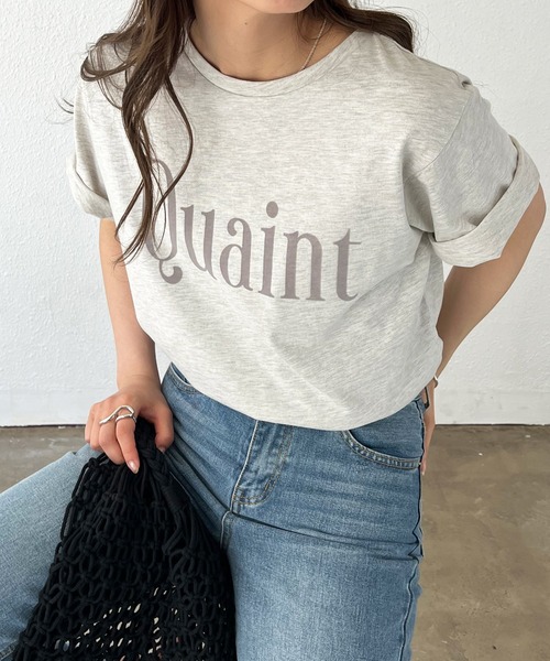 Shelly island(シェリーアイランド)の「フロッキーロゴTシャツ(Tシャツ/カットソー・レディース・ホワイト/チャコールグレー/ライトグレー・FREE)」の3枚目の写真