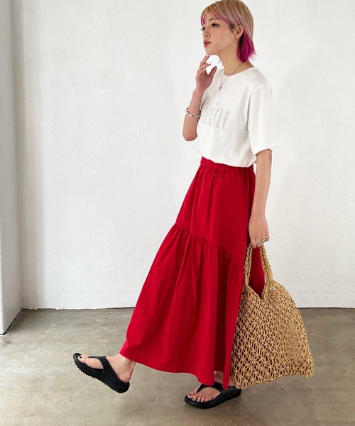 Shelly island(シェリーアイランド)の「フロッキーロゴTシャツ(Tシャツ/カットソー・レディース・ホワイト/チャコールグレー/ライトグレー・FREE)」の6枚目の写真