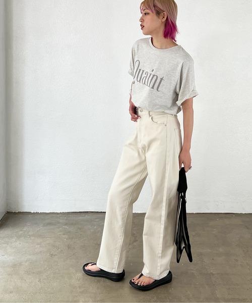 Shelly island(シェリーアイランド)の「フロッキーロゴTシャツ(Tシャツ/カットソー・レディース・ホワイト/チャコールグレー/ライトグレー・FREE)」の9枚目の写真