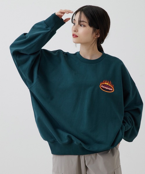 Paragraph(パラグラフ)の「PARAGRAPH/FIRE LOGO CREW SWEAT/NO.21/22SS(スウェット・メンズ・チャコールグレー/グレー系その他/グリーン・FREE)」の4枚目の写真