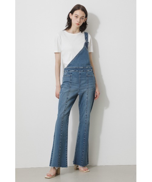 AZUL by moussy（アズールバイマウジー）の「ASYMME SUSPENDER ALLINONE/アシメサスペンダーオールインワン（つなぎ/オールインワン・レディース・ベージュ/ブルー・MEDIUM/SMALL）」の5枚目の写真