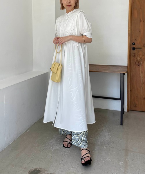 CAPRICIEUX LE'MAGE（カプリシューレマージュ）の「レースレイヤード半袖シャツワンピース（ワンピース・レディース・ホワイト/ブラック・FREE）」の11枚目の写真