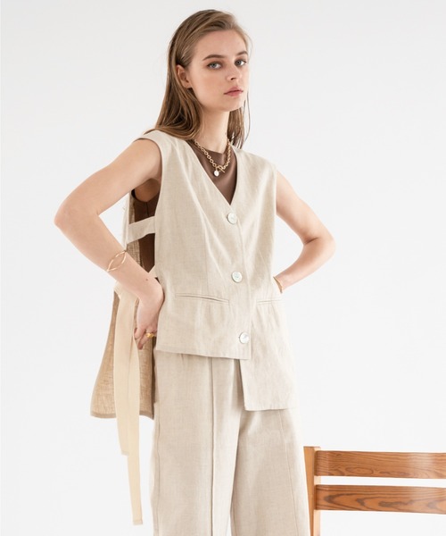 ALEXIA STAM（アリシアスタン）の「Cotton Linen Vest/コットンリネンベスト（ベスト・レディース・アッシュグレー/ベージュ/ピンク・FREE）」の17枚目の写真
