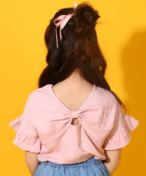 BABYDOLL（ベビードール）の「バックリボン Tシャツ 6671K（Tシャツ/カットソー・キッズ・チェリーピンク/ライトグリーン系1・80ｃｍ/90cm/110cm/100cm/120cm/130cm/140cm/150cm）」の2枚目の写真