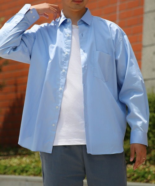 BRICK & SONS(ブリックアンドサンズ)の「リラックスバックプリーツシャツ<サックス>(シャツ/ブラウス・メンズ・サックスブルー・LL/S/M/L)」の2枚目の写真