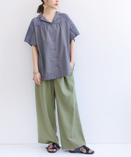 osharewalker(オシャレウォーカー)の「【廃盤】『レース切替オープンカラーシャツ』(シャツ/ブラウス・レディース・ブラック/ネイビー/オフホワイト・FREE)」の14枚目の写真