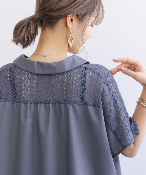 osharewalker(オシャレウォーカー)の「【廃盤】『レース切替オープンカラーシャツ』(シャツ/ブラウス・レディース・ブラック/ネイビー/オフホワイト・FREE)」の18枚目の写真