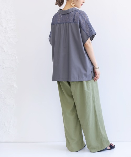 osharewalker(オシャレウォーカー)の「【廃盤】『レース切替オープンカラーシャツ』(シャツ/ブラウス・レディース・ブラック/ネイビー/オフホワイト・FREE)」の15枚目の写真