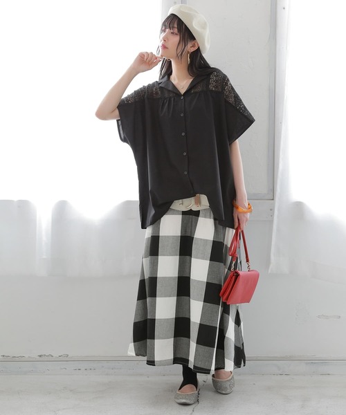 osharewalker(オシャレウォーカー)の「【廃盤】『レース切替オープンカラーシャツ』(シャツ/ブラウス・レディース・ブラック/ネイビー/オフホワイト・FREE)」の13枚目の写真