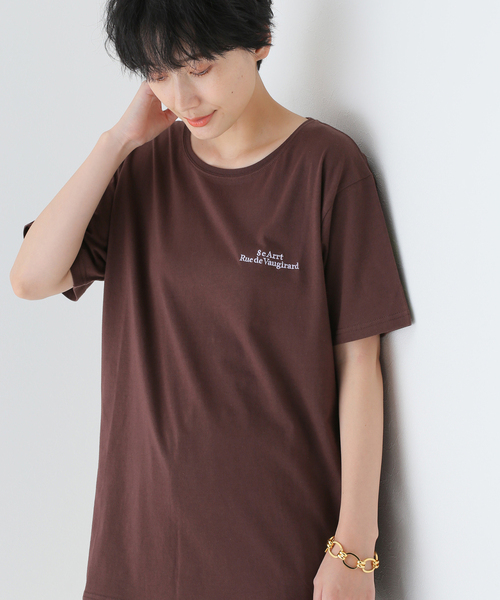B.C STOCK(ベーセーストック)の「ムネ刺繍TEE(Tシャツ/カットソー・レディース・ホワイト/チャコールグレー/ブラウン・FREE)」の3枚目の写真