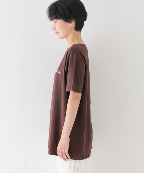 B.C STOCK(ベーセーストック)の「ムネ刺繍TEE(Tシャツ/カットソー・レディース・ホワイト/チャコールグレー/ブラウン・FREE)」の7枚目の写真