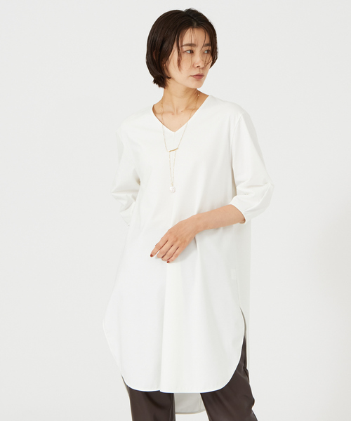 qualite（カリテ）の「ロングチュニックカットソー（Tシャツ/カットソー・レディース・ホワイト/ライトブルー/その他1/その他2・フリー）」の2枚目の写真