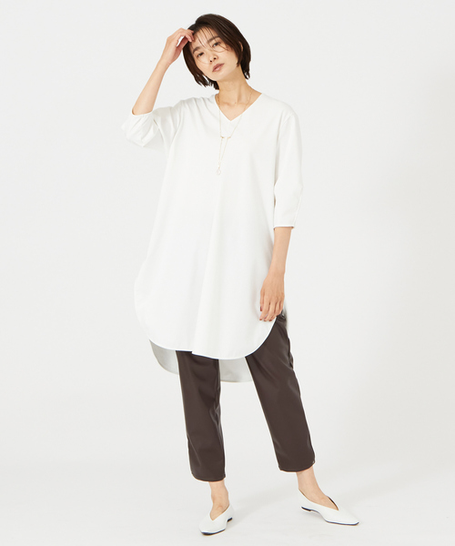 qualite（カリテ）の「ロングチュニックカットソー（Tシャツ/カットソー・レディース・ホワイト/ライトブルー/その他1/その他2・フリー）」の5枚目の写真