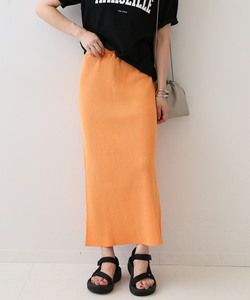 ピースダイワッフルイージースカート【ウエストゴム/洗濯機可能】