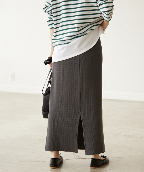 ピースダイワッフルイージースカート【ウエストゴム/洗濯機可能】