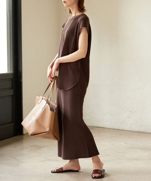 ピースダイワッフルイージースカート【ウエストゴム/洗濯機可能】