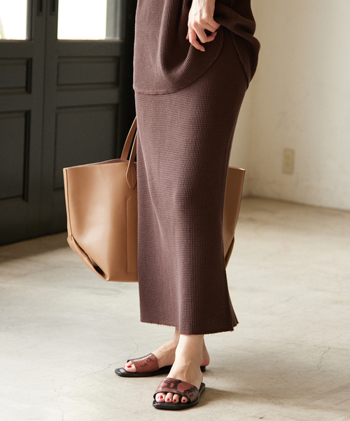 ピースダイワッフルイージースカート【ウエストゴム/洗濯機可能】