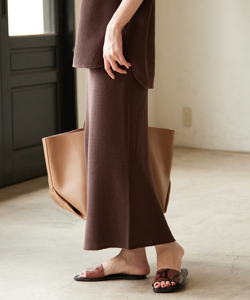 ピースダイワッフルイージースカート【ウエストゴム/洗濯機可能】