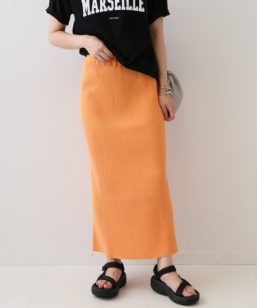 ピースダイワッフルイージースカート【ウエストゴム/洗濯機可能】