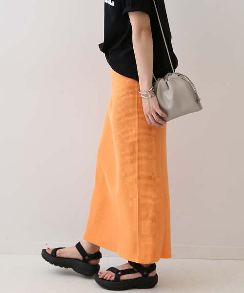 ピースダイワッフルイージースカート【ウエストゴム/洗濯機可能】