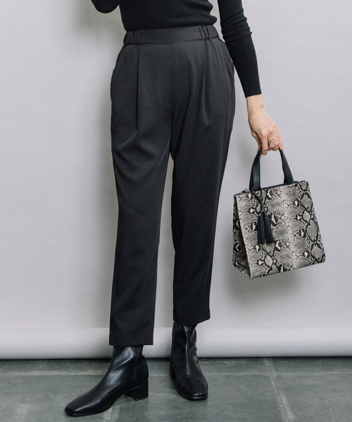 ELVENCE DEUX（エルベンスドゥ）の「ツイルタックテーパードPT（その他パンツ・レディース・ベージュ/ブラック・LARGE/MEDIUM）」の4枚目の写真