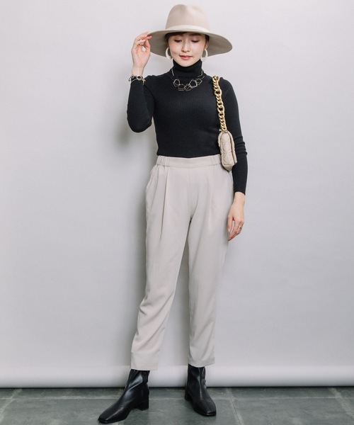 ELVENCE DEUX（エルベンスドゥ）の「ツイルタックテーパードPT（その他パンツ・レディース・ベージュ/ブラック・LARGE/MEDIUM）」の19枚目の写真