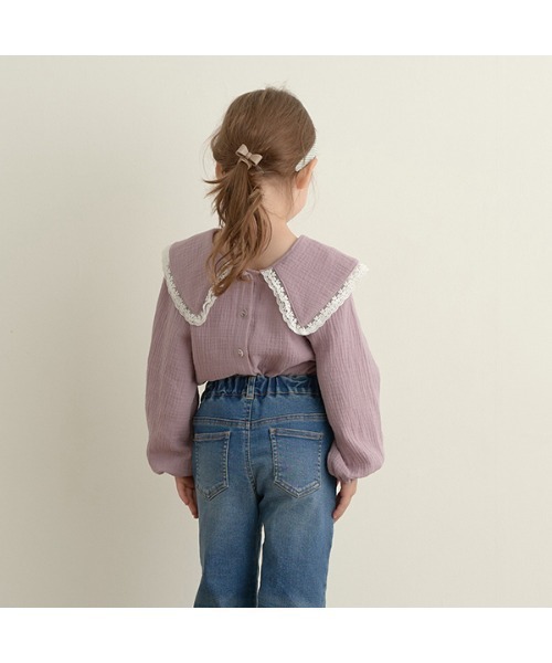 Lycee mine（リセマイン）の「レース衿2WAYブラウス（シャツ/ブラウス・キッズ・ブラック/オフホワイト/ブルーグレー/ラベンダー・110cm/100cm/120cm/130cm/140cm/150cm）」の12枚目の写真