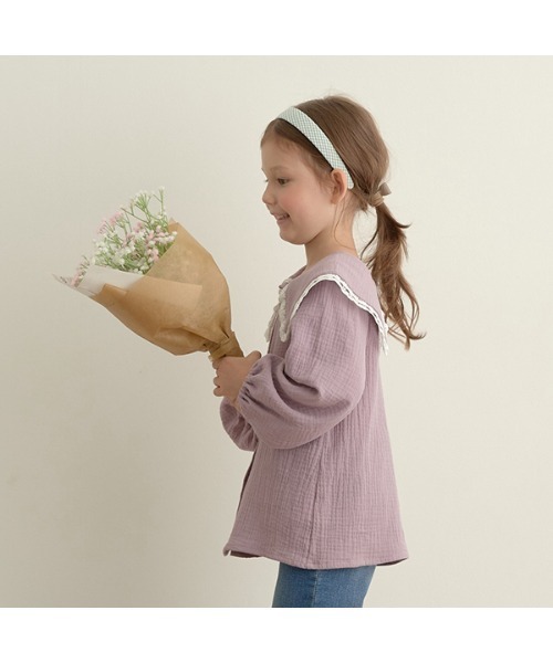 Lycee mine（リセマイン）の「レース衿2WAYブラウス（シャツ/ブラウス・キッズ・ブラック/オフホワイト/ブルーグレー/ラベンダー・110cm/100cm/120cm/130cm/140cm/150cm）」の9枚目の写真
