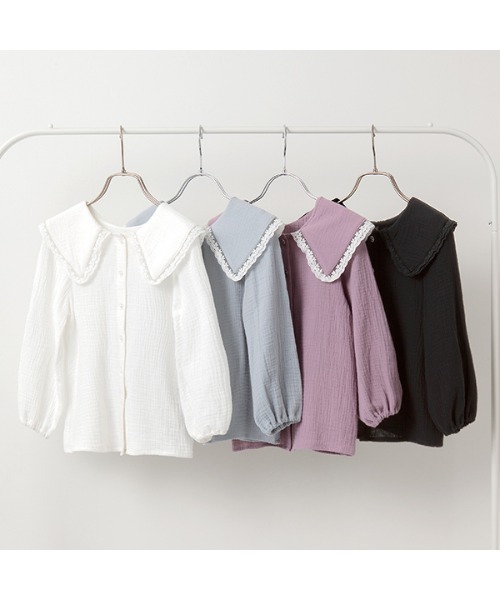 Lycee mine（リセマイン）の「レース衿2WAYブラウス（シャツ/ブラウス・キッズ・ブラック/オフホワイト/ブルーグレー/ラベンダー・110cm/100cm/120cm/130cm/140cm/150cm）」の8枚目の写真