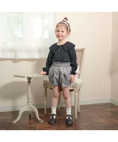 Lycee mine（リセマイン）の「レース衿2WAYブラウス（シャツ/ブラウス・キッズ・ブラック/オフホワイト/ブルーグレー/ラベンダー・110cm/100cm/120cm/130cm/140cm/150cm）」の6枚目の写真