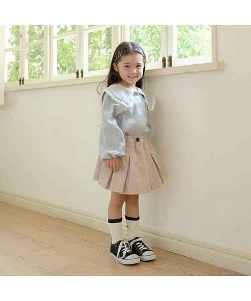 Lycee mine（リセマイン）の「レース衿2WAYブラウス（シャツ/ブラウス・キッズ・ブラック/オフホワイト/ブルーグレー/ラベンダー・110cm/100cm/120cm/130cm/140cm/150cm）」の10枚目の写真