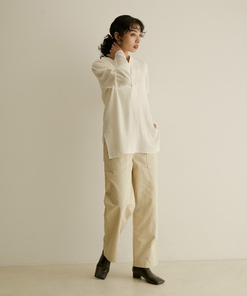 SALON adam et rope'（サロン アダム エ ロペ）の「【極上の肌ざわり】ワッフルヘンリーネックT-CreamyCotton /クリーミーコットン-（Tシャツ/カットソー・レディース・ブラウン/ブラック系その他/ホワイト系その他2・FREE）」の17枚目の写真