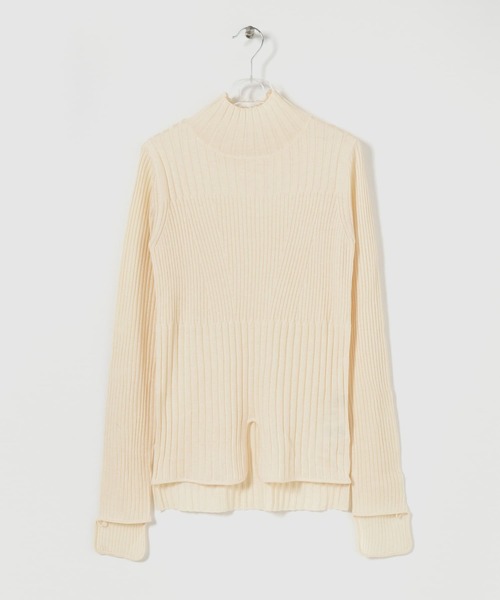 LAATO（ラート）の「RIB FLOW KNIT（ニット/セーター・レディース・オフホワイト/グリーン・FREE）」の2枚目の写真