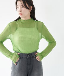 earth music&ecology | 格子柄レースプルオーバー(Tシャツ/カットソー)