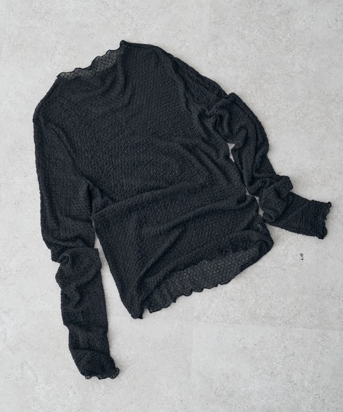 earth music&ecology（アースミュージックアンドエコロジー）の「格子柄レースプルオーバー（Tシャツ/カットソー・レディース・アイボリー/イエロー/ブラック/グリーン・FREE）」の3枚目の写真