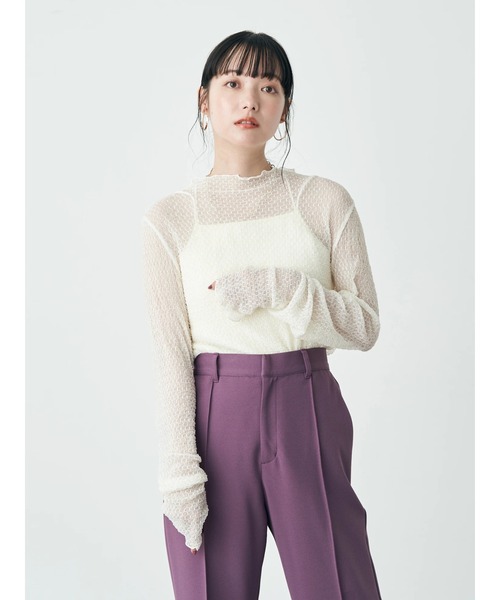 earth music&ecology（アースミュージックアンドエコロジー）の「格子柄レースプルオーバー（Tシャツ/カットソー・レディース・アイボリー/イエロー/ブラック/グリーン・FREE）」の5枚目の写真