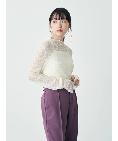 earth music&ecology（アースミュージックアンドエコロジー）の「格子柄レースプルオーバー（Tシャツ/カットソー・レディース・アイボリー/イエロー/ブラック/グリーン・FREE）」の7枚目の写真