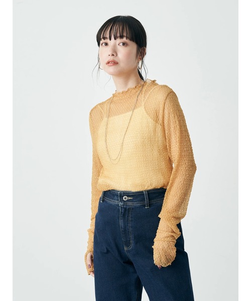 earth music&ecology（アースミュージックアンドエコロジー）の「格子柄レースプルオーバー（Tシャツ/カットソー・レディース・アイボリー/イエロー/ブラック/グリーン・FREE）」の11枚目の写真