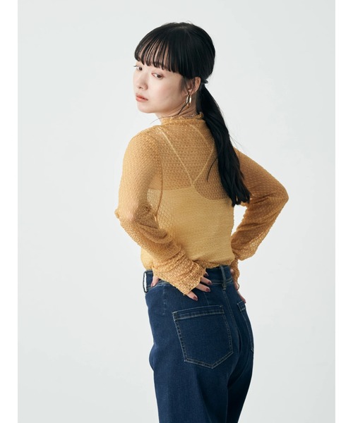 earth music&ecology（アースミュージックアンドエコロジー）の「格子柄レースプルオーバー（Tシャツ/カットソー・レディース・アイボリー/イエロー/ブラック/グリーン・FREE）」の13枚目の写真