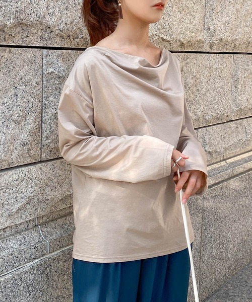Isn't She?(イズントシー)の「ドレープポイントトップス(Tシャツ/カットソー・レディース・アイボリー/ベージュ・FREE)」の16枚目の写真