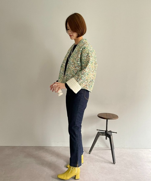 CIAOPANIC（チャオパニック）の「【CPC SCAMP】小花柄キルトジャケット（ノーカラージャケット・レディース・ブラック/グリーン・FREE）」の22枚目の写真