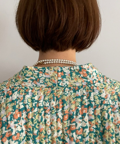 CIAOPANIC（チャオパニック）の「【CPC SCAMP】小花柄キルトジャケット（ノーカラージャケット・レディース・ブラック/グリーン・FREE）」の15枚目の写真