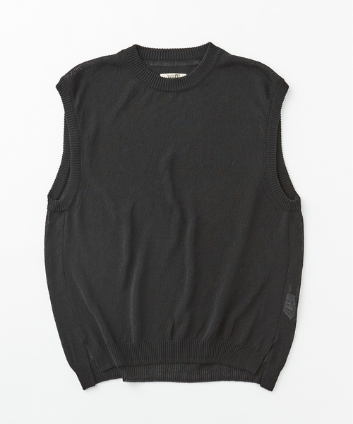 UNFIL（アンフィル）の「unfil アンフィル / organic cotton coiled-yarn knit vest オーガニックコットン コイルドヤーン オーバーサイズニットベスト / WHSP-UU009（ベスト・メンズ・ブラック・1/4/5）」の4枚目の写真