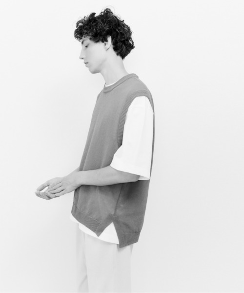 UNFIL（アンフィル）の「unfil アンフィル / organic cotton coiled-yarn knit vest オーガニックコットン コイルドヤーン オーバーサイズニットベスト / WHSP-UU009（ベスト・メンズ・ブラック・1/4/5）」の13枚目の写真