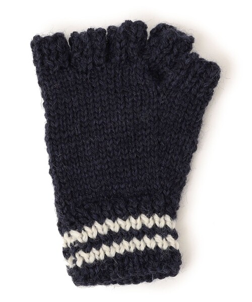 Black Sheep（ブラックシープ）の「BLACK SHEEP: フィンガーレス グローブ◇（手袋・レディース・ネイビー/ナチュラル・ONE SIZE）」の5枚目の写真