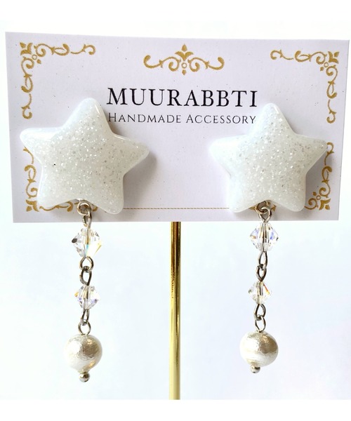 tone(トーン)の「【MUURABBTI】雪のお星様のピアス(MA)(ピアス(両耳用)・レディース・ホワイト/シルバー・FREE)」の2枚目の写真
