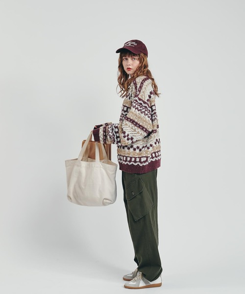 MUHET（ミュエータ）の「柄ジャガードニットプルオーバー（ニット/セーター・レディース・ネイビー/ボルドー・MEDIUM/X-LARGE）」の13枚目の写真