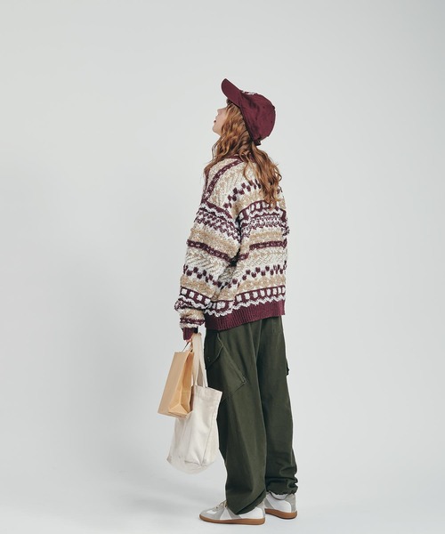 MUHET（ミュエータ）の「柄ジャガードニットプルオーバー（ニット/セーター・レディース・ネイビー/ボルドー・MEDIUM/X-LARGE）」の14枚目の写真