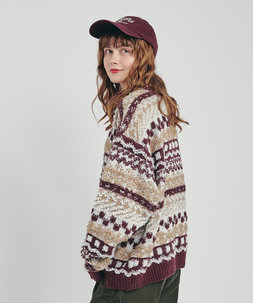 MUHET（ミュエータ）の「柄ジャガードニットプルオーバー（ニット/セーター・レディース・ネイビー/ボルドー・MEDIUM/X-LARGE）」の11枚目の写真