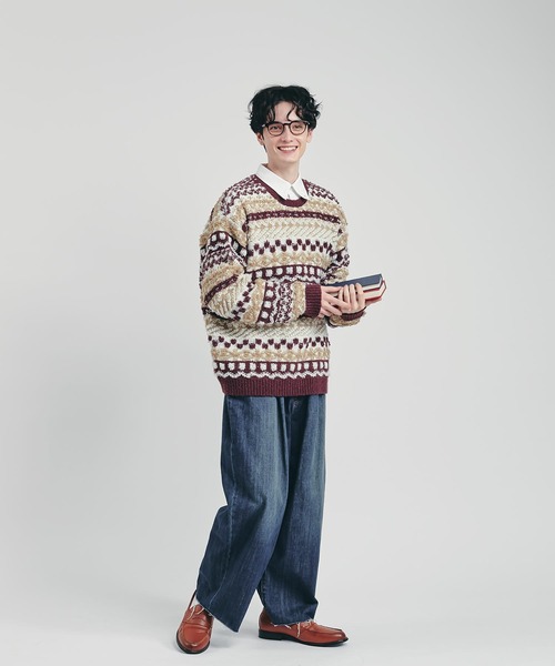 MUHET（ミュエータ）の「柄ジャガードニットプルオーバー（ニット/セーター・レディース・ネイビー/ボルドー・MEDIUM/X-LARGE）」の17枚目の写真